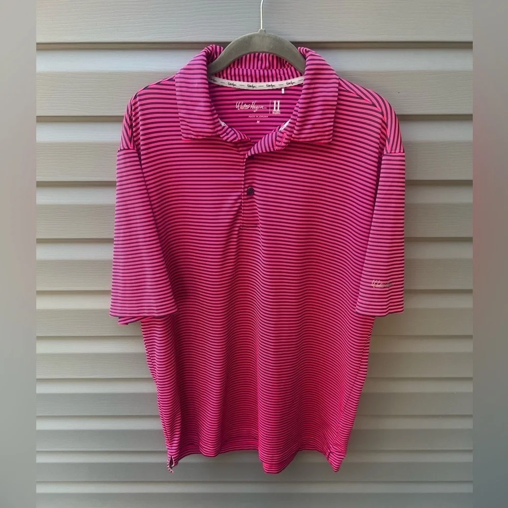 Walter Hagen Vibrant Pink and Black Striped Polo
